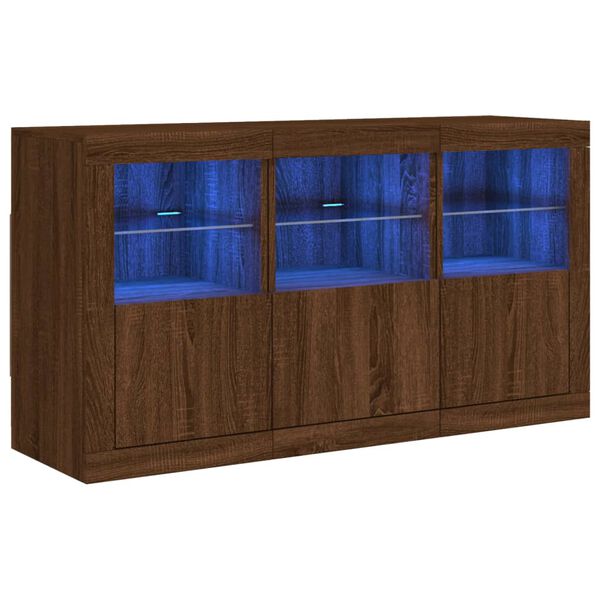 vidaXL Credenza con Luci LED Rovere Marrone 123x37x67 cm