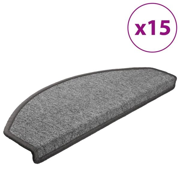 vidaXL Tappetini per scale 15 pz 65x24x4 cm Grigio scuro Semicircolari Grandi