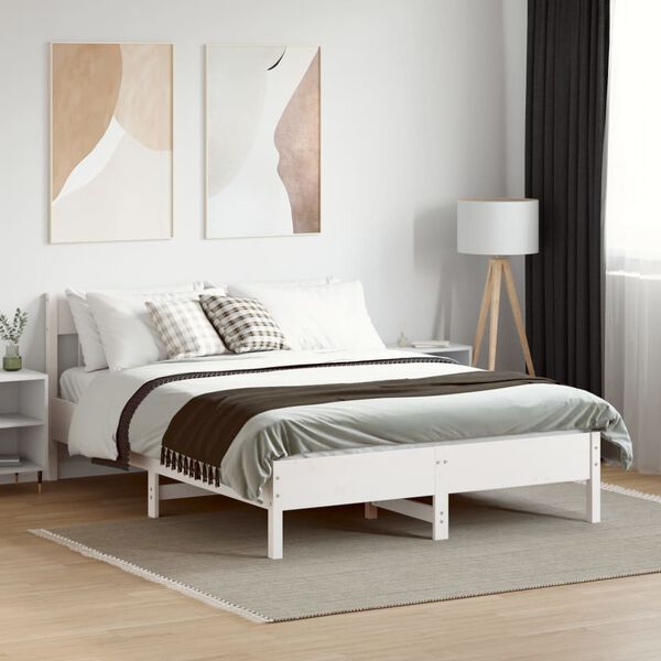 vidaXL Letto senza Materasso Bianco 140x190 cm Legno Massello di Pino
