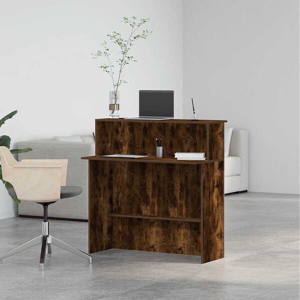 vidaXL Banco Reception Rovere Fumo 100x50x103,5cm in Legno Multistrato