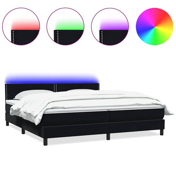 vidaXL Letto a Molle con Materasso e LED Nero 200x210 cm in Velluto