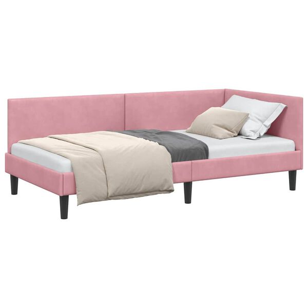 vidaXL Cornice del letto ad angolo Rosa 80 cm x 200 cm Velluto