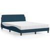 vidaXL Letto con Materasso Dover Blu 140x200 cm in Velluto