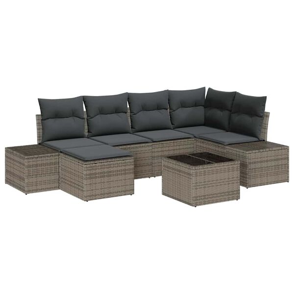 vidaXL Set Divano da Giardino con cuscino 6 pcs Grigio polyrattan