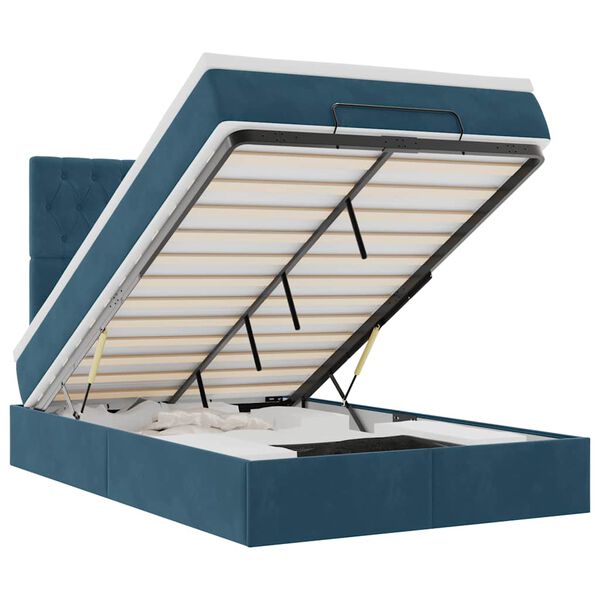 vidaXL Struttura Letto Pouf con Materassi Blu Scuro 120x200 cm Velluto