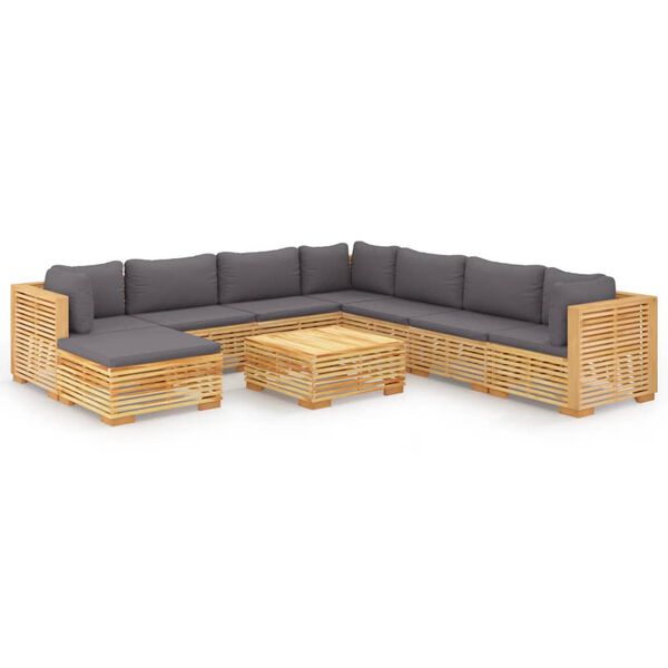 vidaXL Set Divani da Giardino 9 pz con Cuscini Legno Massello di Teak