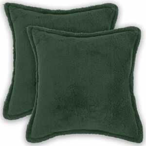 vidaXL Federa 2 pcs HOUTEN Verde Scuro 30 x 30 cm Boucl&eacute;