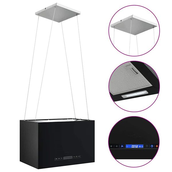 vidaXL Cappa da Cucina ad Isola Sospesa LCD Sensore 55 cm in Acciaio