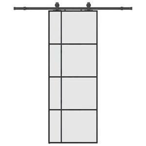 vidaXL Porta Scorrevole con Ferramenta Nera 76x205 cm in Vetro ESG