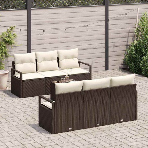 vidaXL Set di divani 7 pcs Marrone e Crema polyrattan