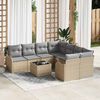 vidaXL Set Divano da Giardino con cuscino 9 pcs Beige polyrattan