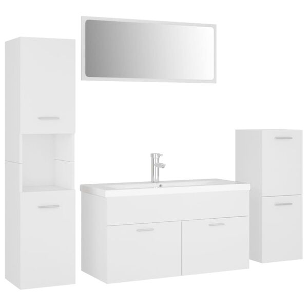 vidaXL Set Mobili da Bagno Bianco in Legno Multistrato