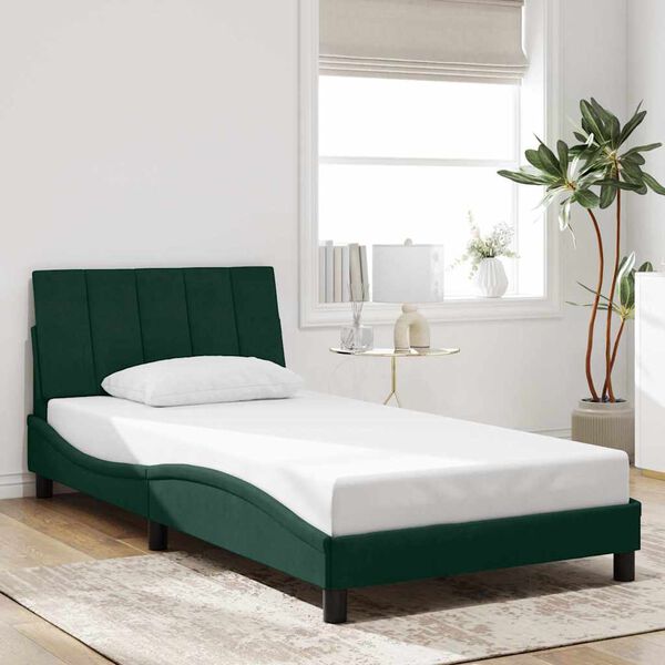 vidaXL Giroletto senza Materasso Hanko Verde Scuro 100x200 cm in Velluto