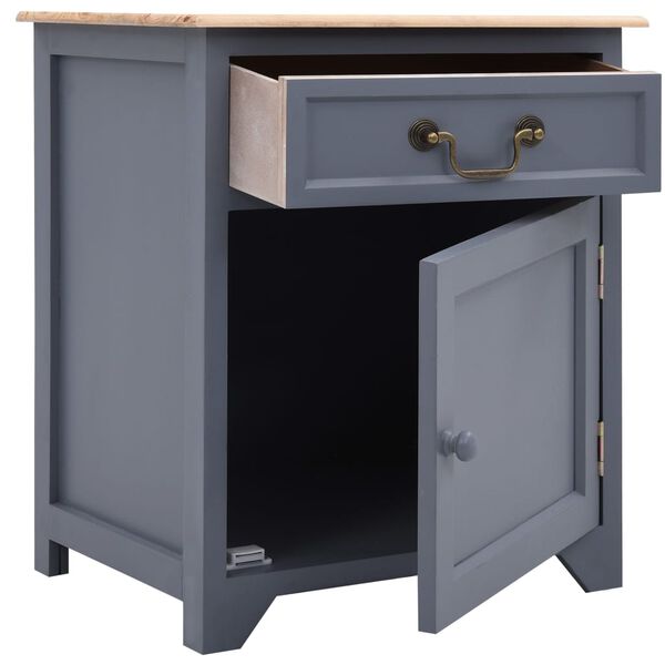 vidaXL Comodino Grigio e Marrone 40x30x50 cm in Legno di Paulownia