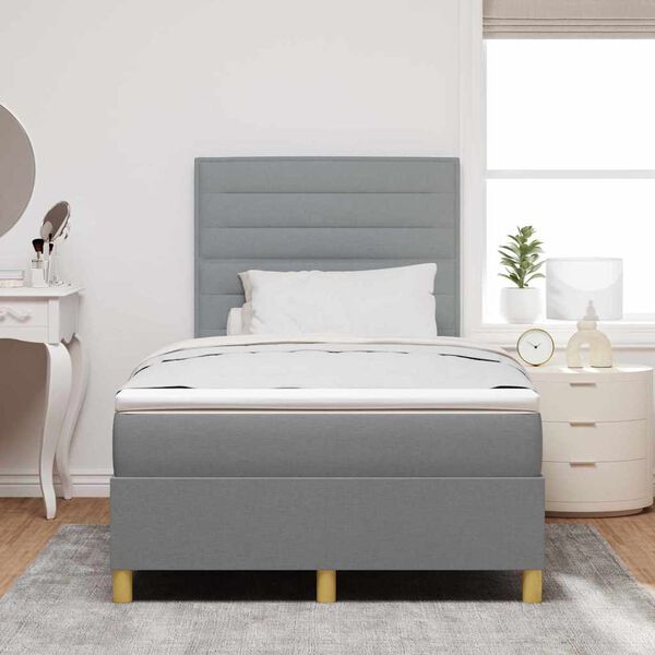 vidaXL Letto a molle con materasso Grigio chiaro 120 x 200 cm Tessuto