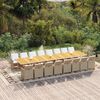 vidaXL Set da Pranzo da Giardino 17 pz con Cuscini Beige in Polyrattan