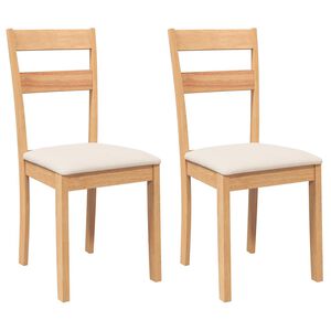 vidaXL Sedie da Pranzo con Cuscini 2 pz Naturale Legno Massello Hevea