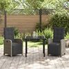 vidaXL Set da Pranzo per Giardino con cuscino 3 pcs Grigio polyrattan