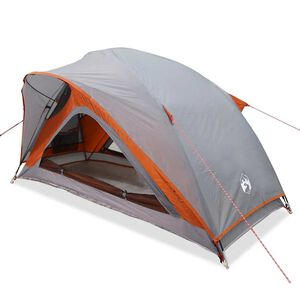 vidaXL Tenda da Campeggio 1 Persona Grigio e Arancione Impermeabile