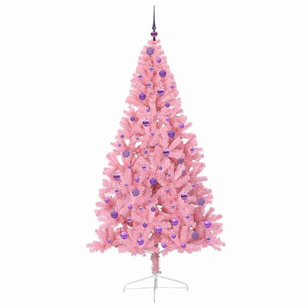 vidaXL Albero di Natale artificiale con luci integrate Rosa 210 cm PVC
