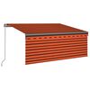 vidaXL Tenda da Sole Retrattile Manuale LED 3,5x2,5m Arancione Marrone