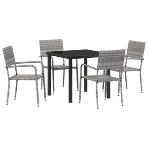 vidaXL Set da Pranzo per Giardino con cuscino 5 pcs Grigio polyrattan