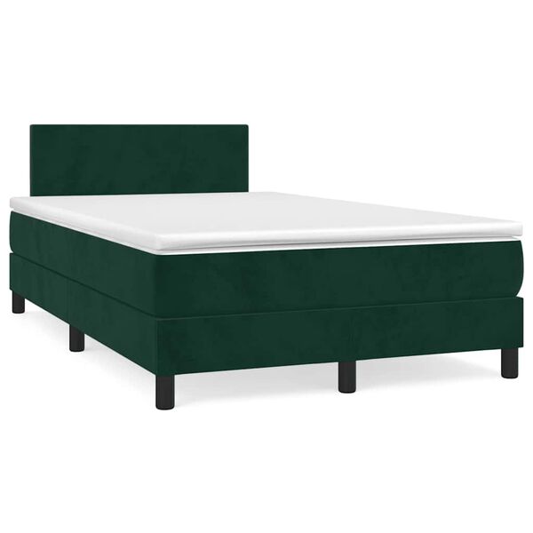 vidaXL Letto a Molle con Materasso e LED Verde Scuro 120x190cm Velluto