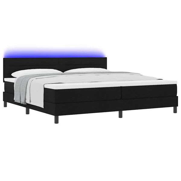 vidaXL Letto a molle con materasso con led Nero 200 x 200 cm Tessuto