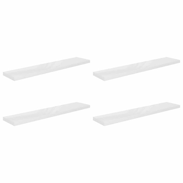 vidaXL Scaffali a Parete 4 pz Bianco Lucido 120x23,5x3,8 cm in MDF