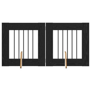 vidaXL Cancello per cani con supporti 2 pcs Rovere Nero 60 x 60 cm