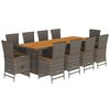 vidaXL Set da Pranzo da Giardino 11pz con Cuscini in Polyrattan Grigio
