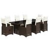 vidaXL Set Bistr&ograve; da Giardino 9 pz con Cuscini in Polyrattan Marrone