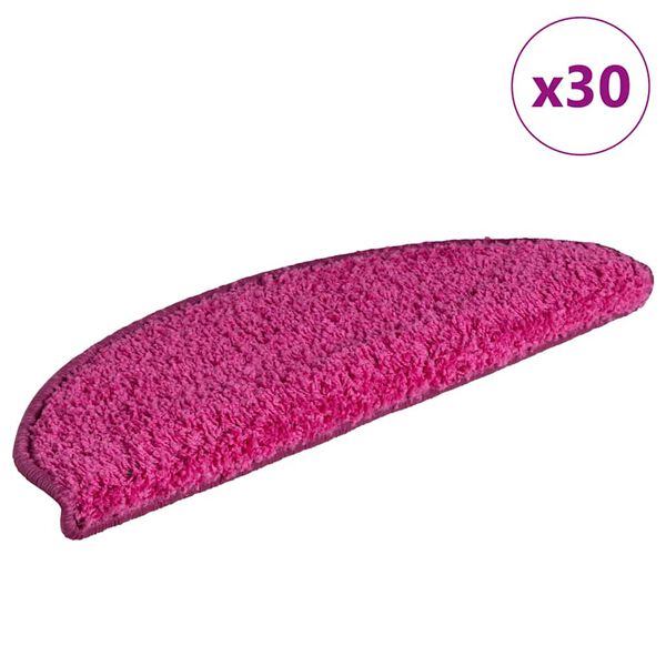vidaXL Tappetini per scale 30 pz 65x21x4 cm rosa semicircolari grandi