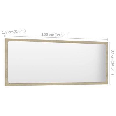 vidaXL Specchio da Bagno Rovere Sonoma 100x1,5x37 cm Legno Multistrato