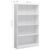 vidaXL Libreria 4 Ripiani Bianco Lucido 80x24x142 cm Legno Multistrato