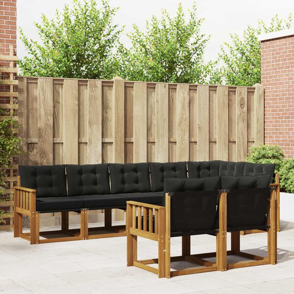 vidaXL Set di divani da esterno con cuscino 8 pcs Naturale e Nero