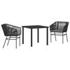 vidaXL Set da Pranzo per Giardino 3 pz Nero