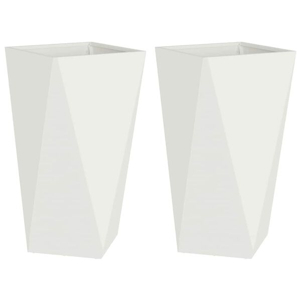 vidaXL Fioriera 2 pcs Bianco 40 x 40 x 75 cm Acciaio