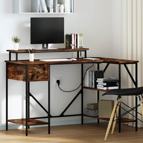 vidaXL Scrivania Rovere fum&eacute; 120 x 79 x 86,5 cm Legno multistrato