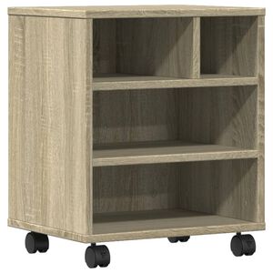 vidaXL Supporto per Stampante con Ruote Rovere Sonoma 41x32x48 cm