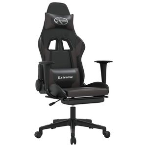vidaXL Sedia da Gaming con Poggiapiedi Nero e Grigio in Similpelle