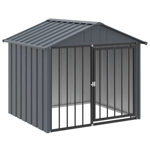 vidaXL Casetta per Cani con Tetto Nero 117x103x102 cm Acciaio Zincato