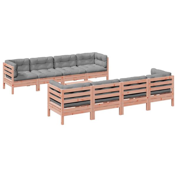 vidaXL Set Divani Giardino 9 pz Cuscini Legno Massello Abete Douglas