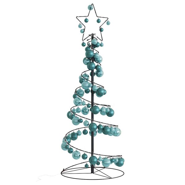 vidaXL Albero di Natale a LED con Palline 80 LED Bianco Caldo 120 cm