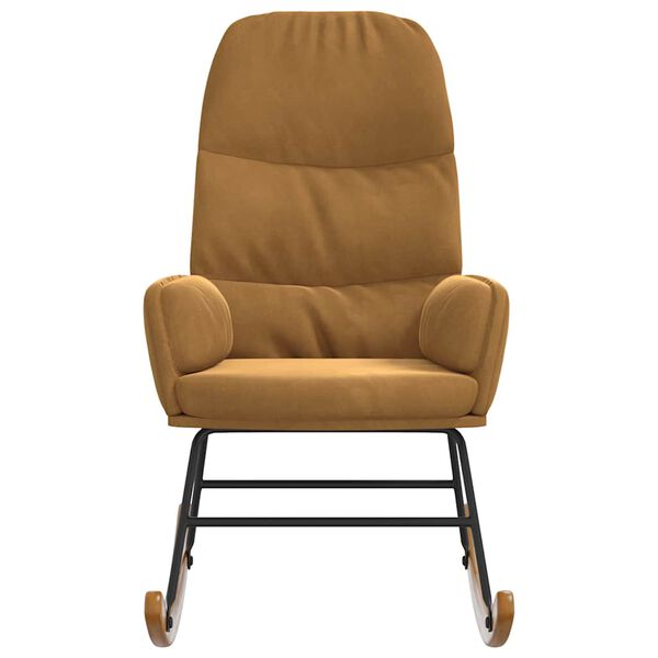 vidaXL Sedia a Dondolo Marrone in Velluto