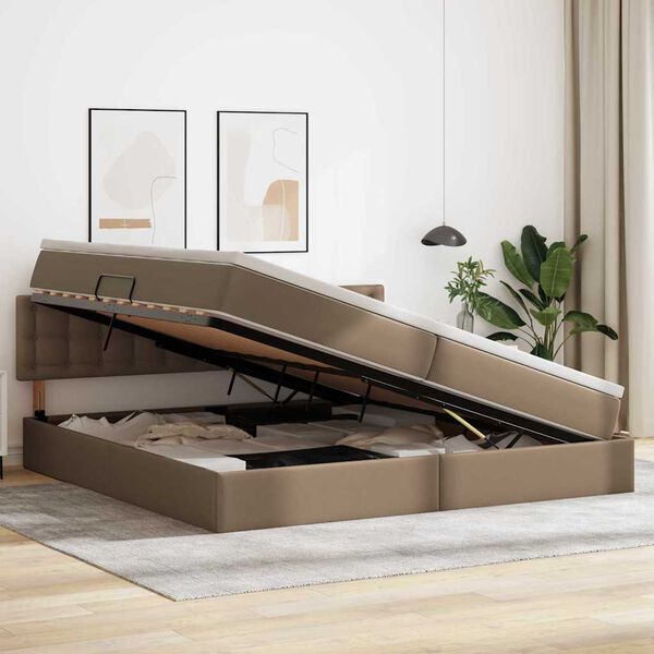 vidaXL Letto con contenitore e materasso Cappuccino 200 x 200 cm