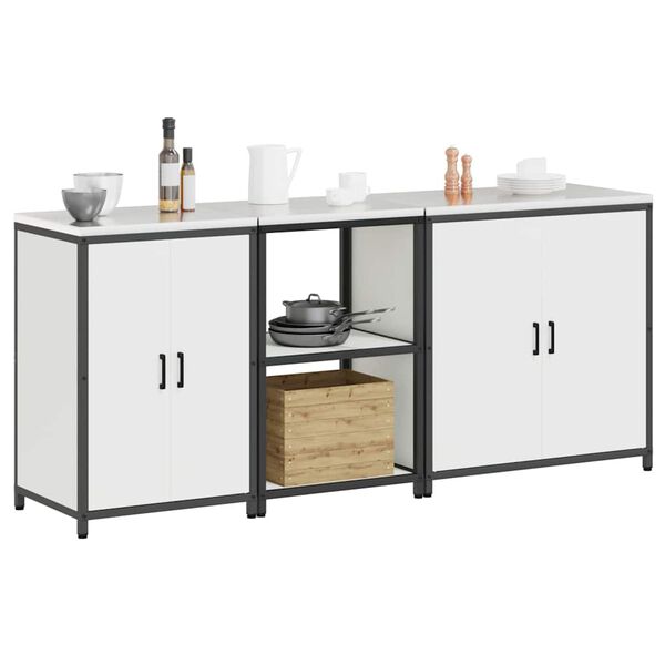 vidaXL Set di Stoccaggio per Cucina con lo scaffale 3 pcs Bianco