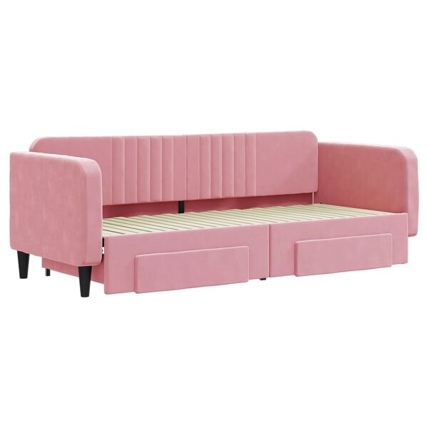vidaXL Divano Letto Estraibile con Cassetti Rosa 80x200 cm Velluto