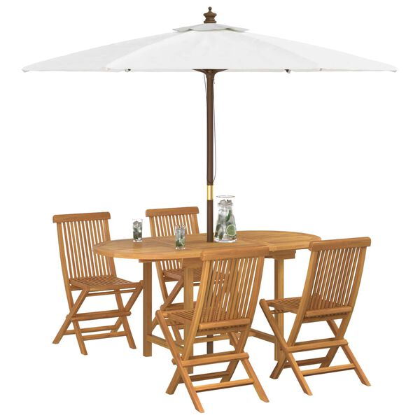 vidaXL Set da Pranzo per Giardino 5 pcs Marrone Legno di teak solido