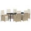 vidaXL Set da Pranzo per Giardino con cuscino 7 pcs Beige polyrattan